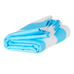 Strand- und Badetuch XL 200 x 90 cm mit Beutel - schnelltrocknend & leicht, blau-weiß gestreift