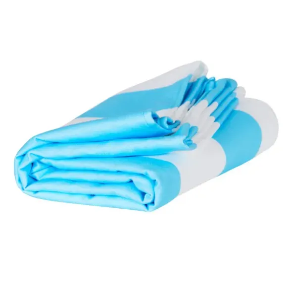 Strand- und Badetuch XL 200 x 90 cm mit Beutel - schnelltrocknend & leicht, blau-weiß gestreift