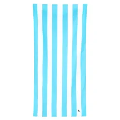 Strand- und Badetuch XL 200 x 90 cm mit Beutel - schnelltrocknend & leicht, blau-weiß gestreift
