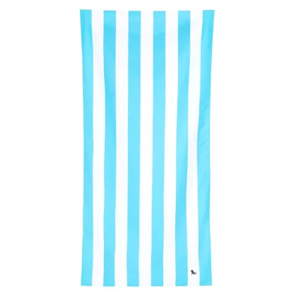 Strand- und Badetuch XL 200 x 90 cm mit Beutel - schnelltrocknend & leicht, blau-weiß gestreift