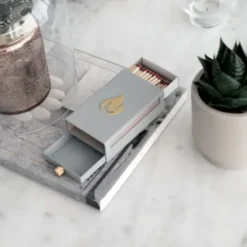 Streichholzbox Metall mit Schublade & Zündhölzer groß - MATCHBOX schwarz