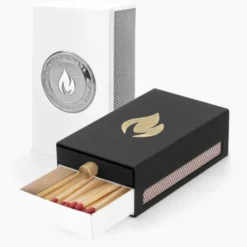 Streichholzbox Metall mit Schublade & Zündhölzer groß - MATCHBOX schwarz