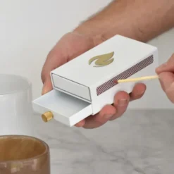 Streichholzbox Metall mit Schublade & Zündhölzer groß - MATCHBOX weiß