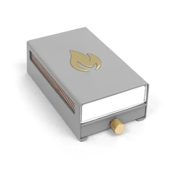 Streichholzbox Metall mit Schublade & Zündhölzer groß - MATCHBOX grau