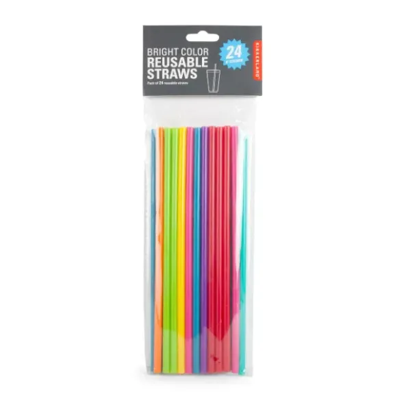 24 Strohhalme BRIGHT COLOR bunt, wiederverwendbar - 20 cm