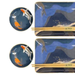 Sushi Set Koi – 6-teiliges Porzellan Geschirr für 2 Personen