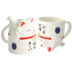 Tasse & Deko Glückskatze blau