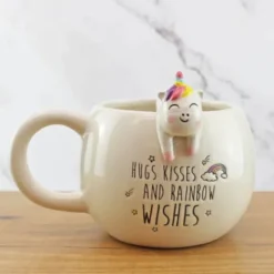 Tasse Einhorn / Kaffeebecher UNICORN MUG mit Spruch und aufgesetztem 3D Einhorn