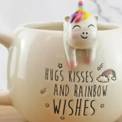 Tasse Einhorn / Kaffeebecher UNICORN MUG mit Spruch und aufgesetztem 3D Einhorn
