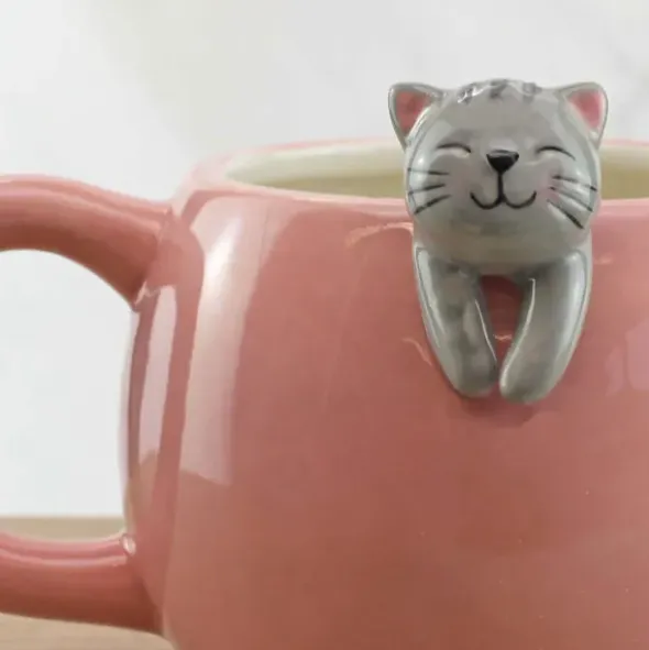 Tasse Katze / Kaffeebecher CAT MUG mit aufgesetzter 3D Katze