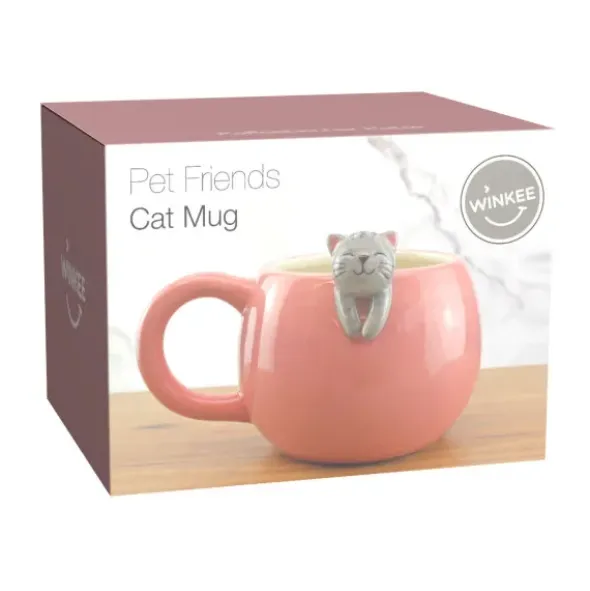 Tasse Katze / Kaffeebecher CAT MUG mit aufgesetzter 3D Katze
