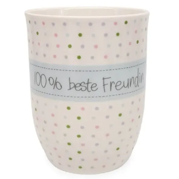 Tasse 0,5 l 100% beste Freundin - bunt gepunktet