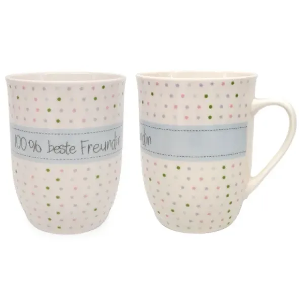 Tasse 0,5 l 100% beste Freundin - bunt gepunktet