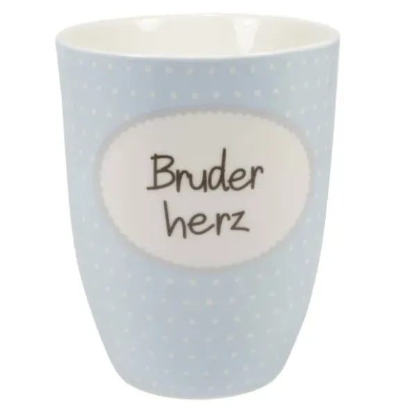 Tasse 0,5 l Bruderherz - pastellblau mit Punkten