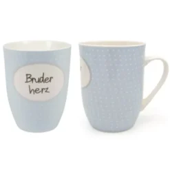 Tasse 0,5 l Bruderherz - pastellblau mit Punkten