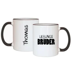 Tasse LIEBLINGSBRUDER mit Name, schwarz