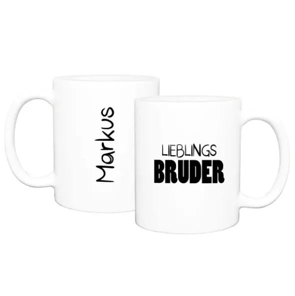 Tasse LIEBLINGSBRUDER mit Name, weiß