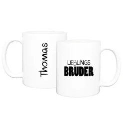 Tasse LIEBLINGSBRUDER mit Name, weiß