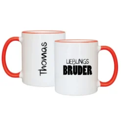 Tasse LIEBLINGSBRUDER mit Name, rot