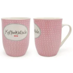 Tasse 0,5 l Kaffeeklatsch - rosa mit Punkten