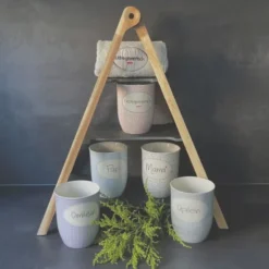 Tasse 0,5 l Kaffeeklatsch - rosa mit Punkten