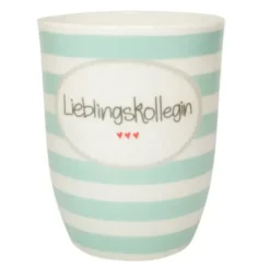 Tasse 0,5 l Lieblingskollegin - türkis gestreift