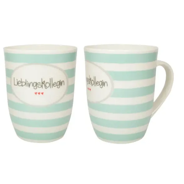 Tasse 0,5 l Lieblingskollegin - türkis gestreift