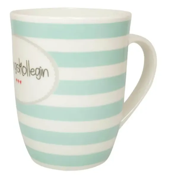 Tasse 0,5 l Lieblingskollegin - türkis gestreift