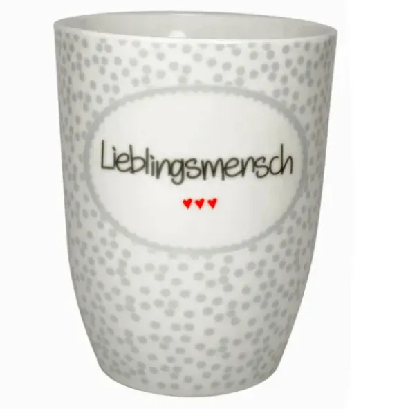 Tasse 0,5 l Lieblingsmensch - grau gepunktet