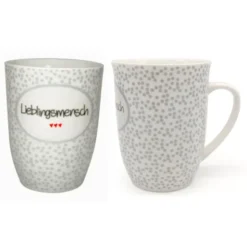 Tasse 0,5 l Lieblingsmensch - grau gepunktet