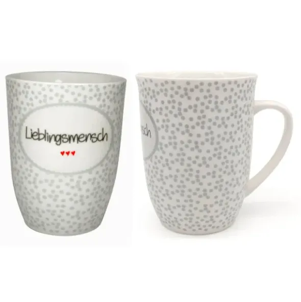 Tasse 0,5 l Lieblingsmensch - grau gepunktet