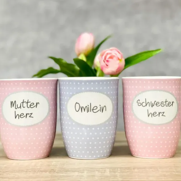 Tasse 0,5 l Mutti - rosa mit Punkten