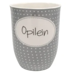 Tasse 0,5 l Opilein - grau mit Punkten