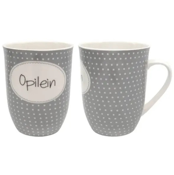 Tasse 0,5 l Opilein - grau mit Punkten
