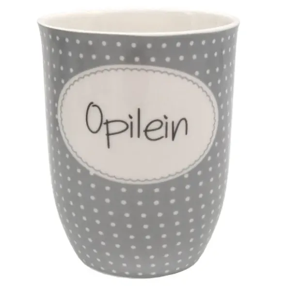 Tasse 0,5 l Opilein - grau mit Punkten