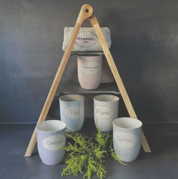 Tasse 0,5 l Opilein - grau mit Punkten