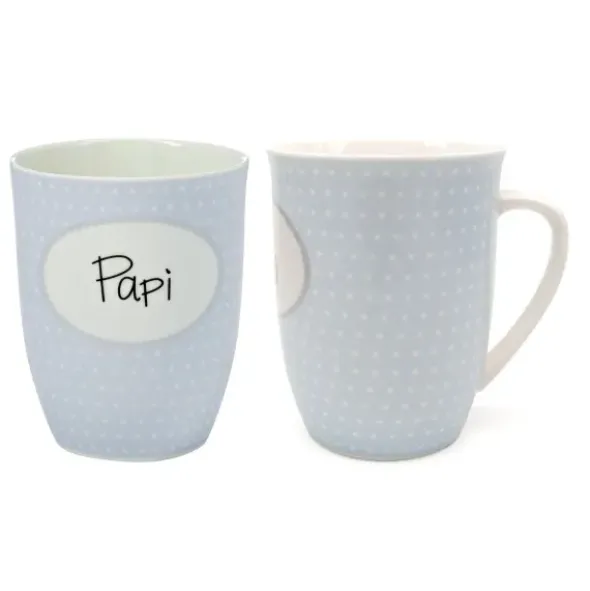 Tasse 0,5 l Papi - pastellblau mit Punkten