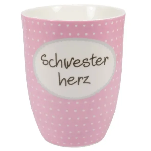 Tasse 0,5 l Schwesterherz - rosa mit Punkten