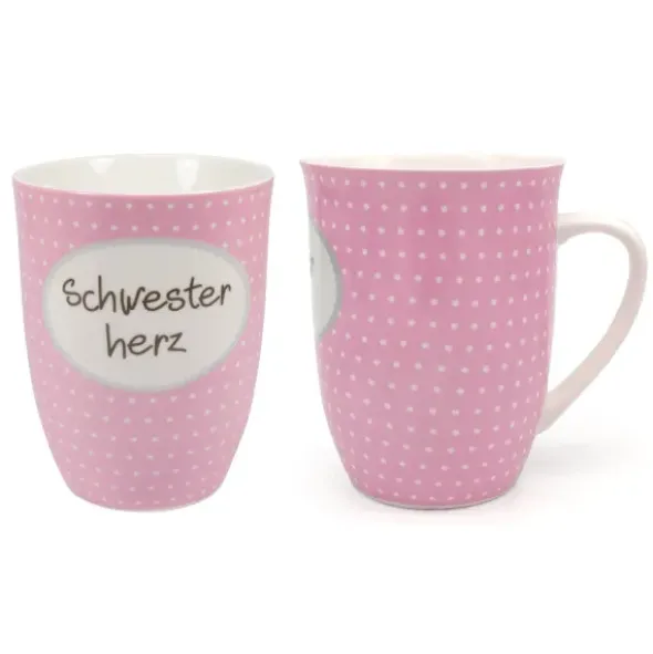 Tasse 0,5 l Schwesterherz - rosa mit Punkten