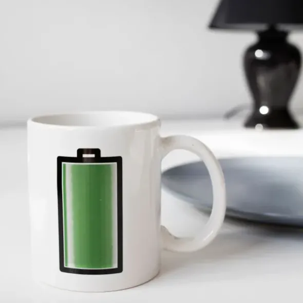 Tasse mit Batterie Wechselmotiv - Morph Mug BATTERY - Wärmeeffekt