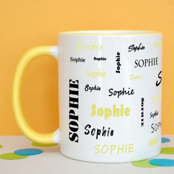 Tasse mit Namen - Namenstasse gelb