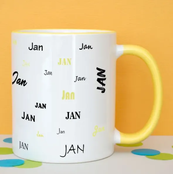 Tasse mit Namen - Namenstasse gelb