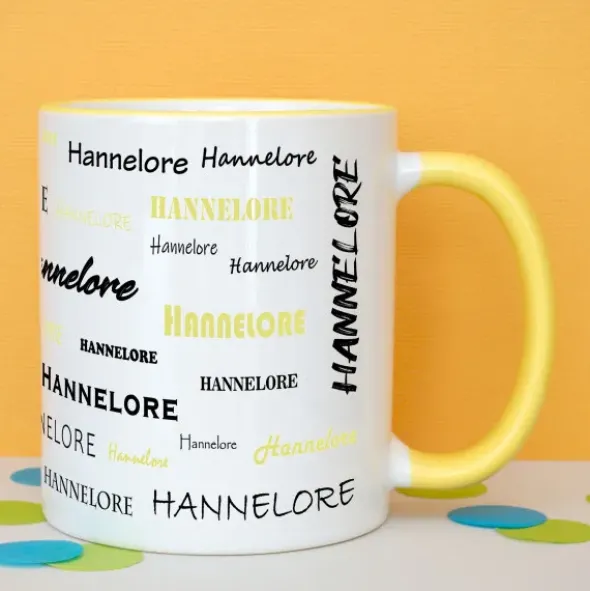 Tasse mit Namen - Namenstasse gelb