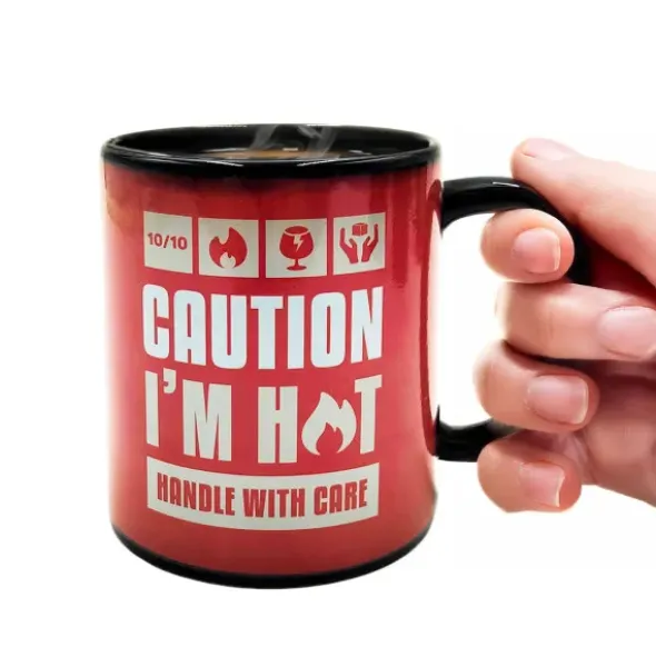 Tasse Vorsicht! - CAUTION I'M HOT - Wechselmotiv Morph Mug - Wärmeeffekt