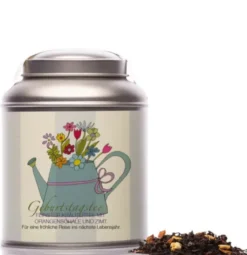 Teedose mit Kräutertee - Geburtstagstee Kanne