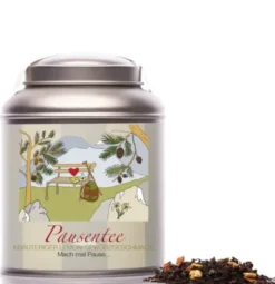 Teedose mit Kräutertee - Pausentee