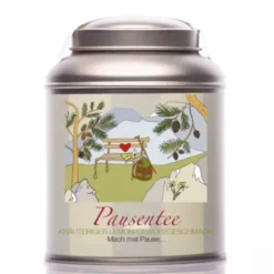 Teedose mit Kräutertee - Pausentee