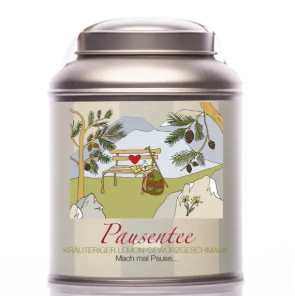 Teedose mit Kräutertee - Pausentee