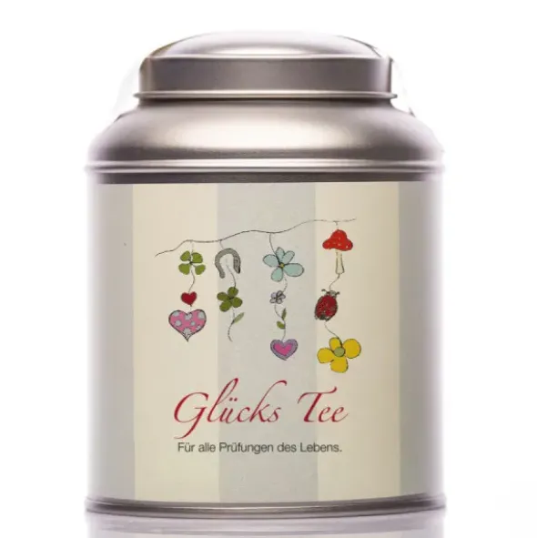 Teedose mit Tee - Glückstee Glücksgirlande