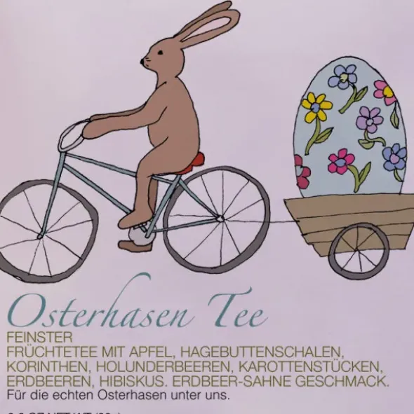 Tee im Umschlag - Osterhase mit Osterei